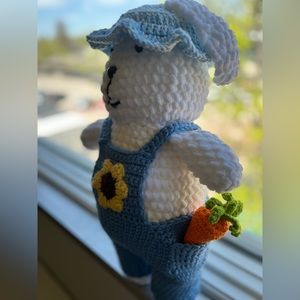 Handmade crocheted garden bunny